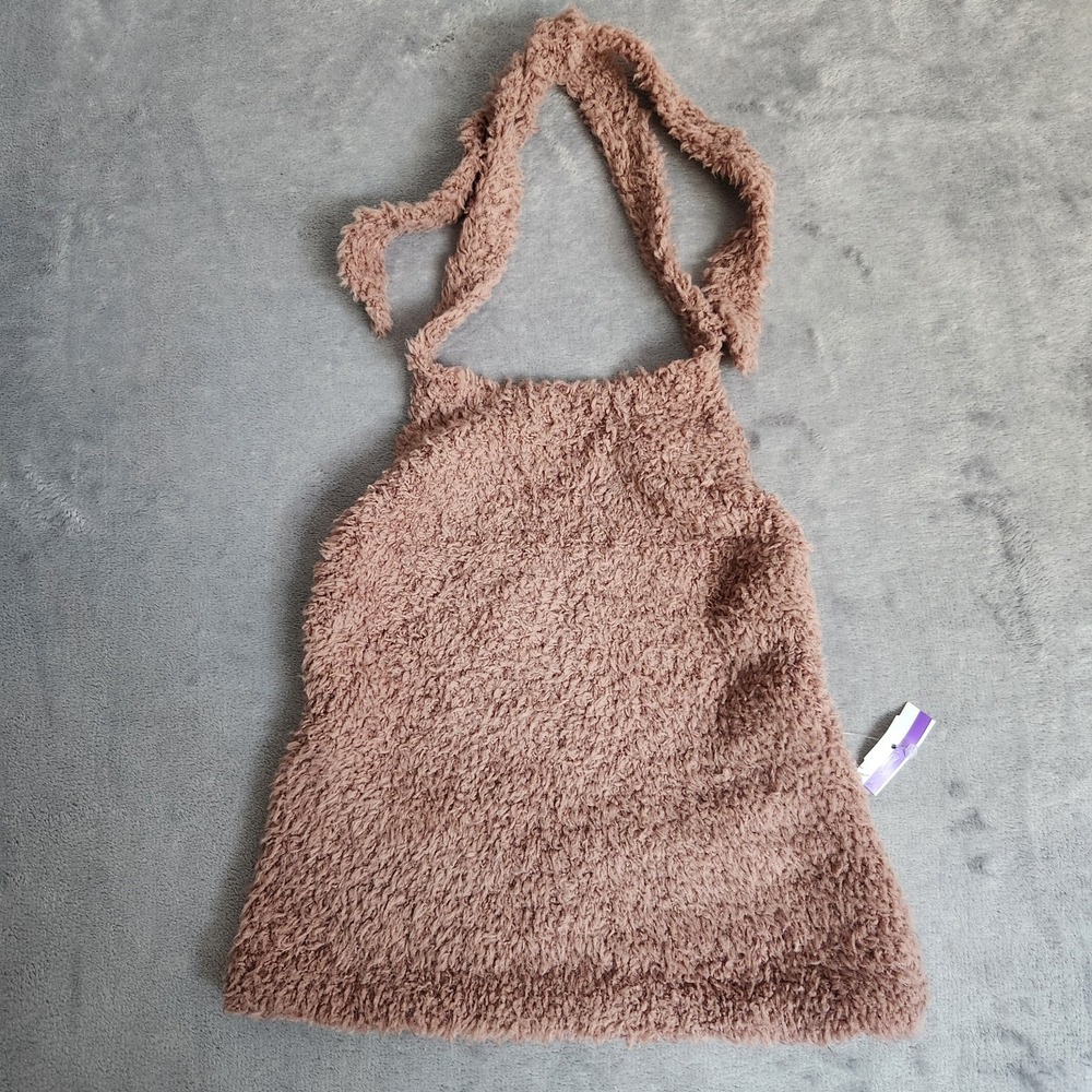 New SKIMS Cozy Knit Halter Bra Top L/XL Camel Brown Soft Boucle Tank Lounge L XL